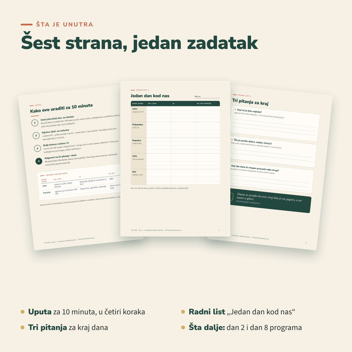 Strane PDF-a Jedan dan na papiru: uputa, radni list i tri pitanja