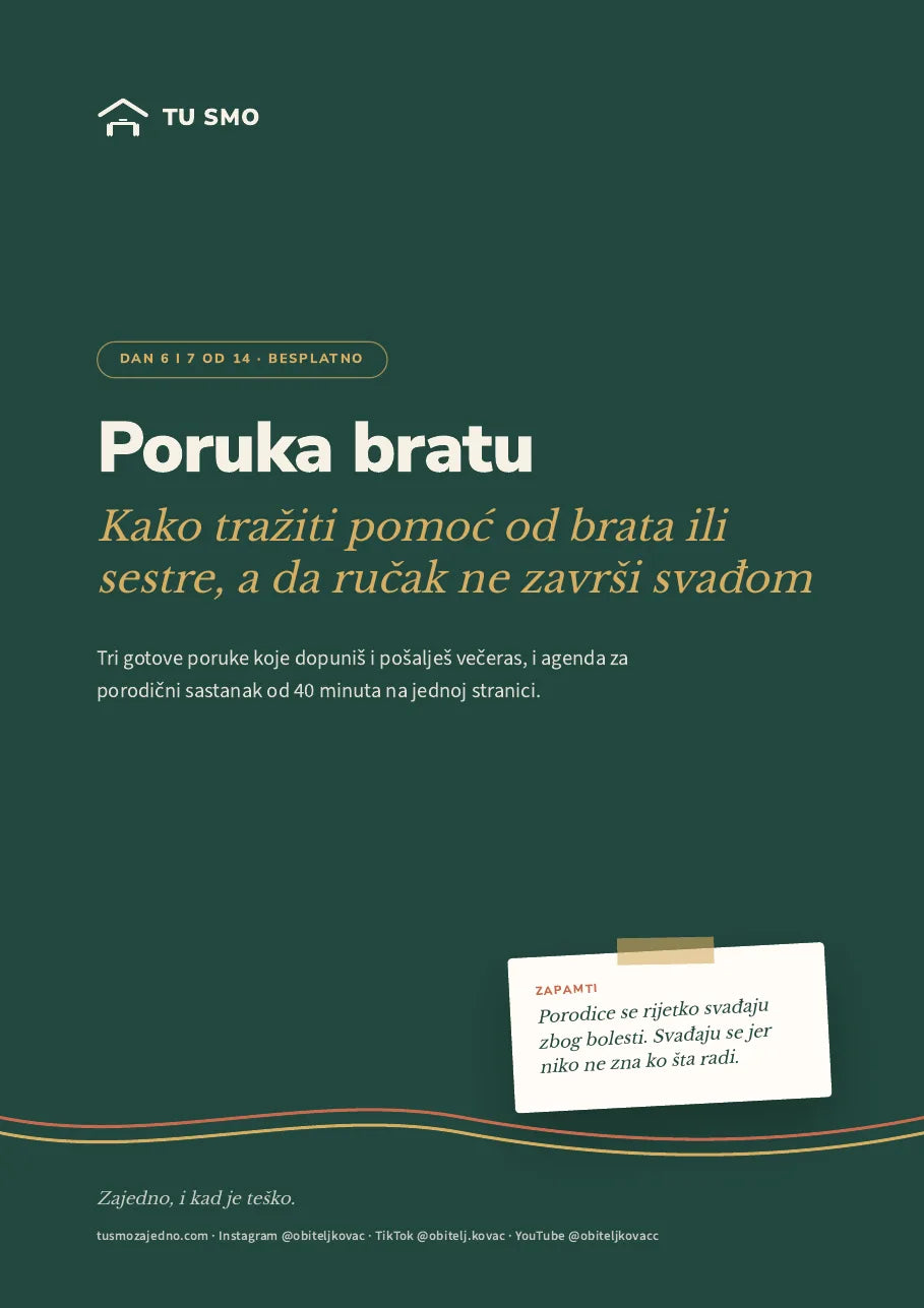 Korica vodiča Poruka bratu, dani 6 i 7 programa TU SMO